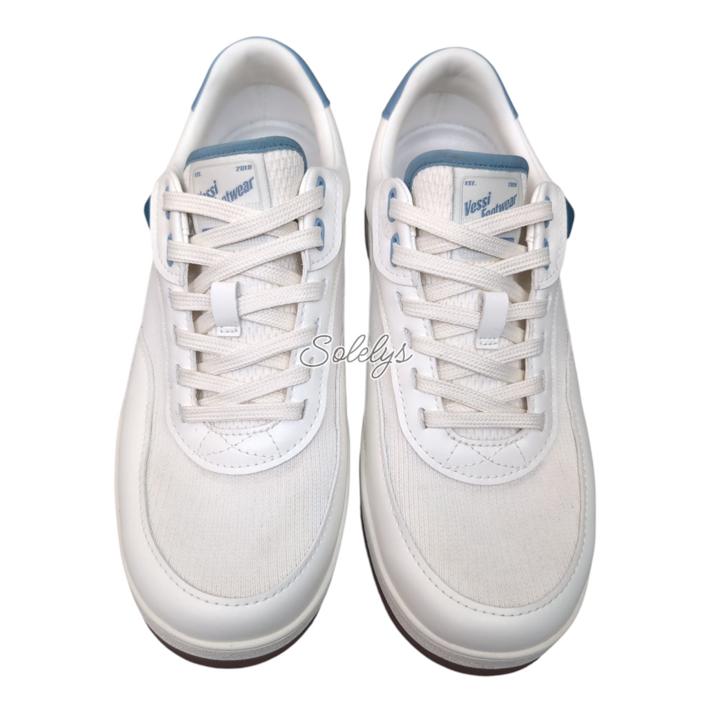 Vessi Courtside Classic Mens 8 Womens 9 Off White Tidal Blue Waterproof Sneaker